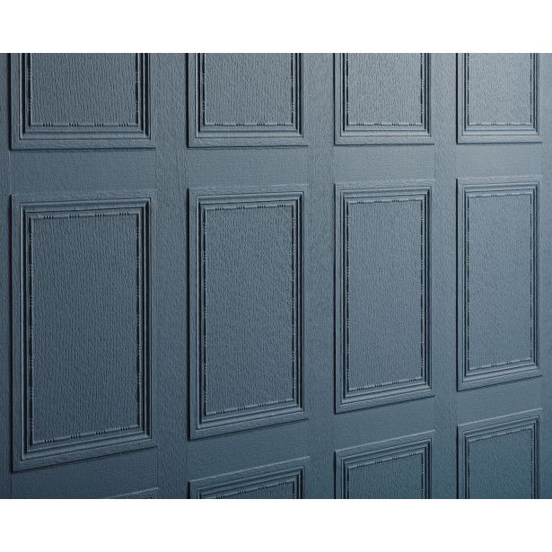 a close up view of a wall made out of blue paint and wood paneling