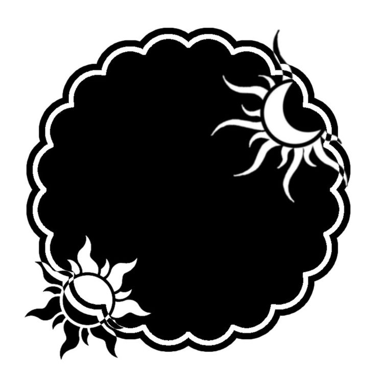 a black and white sun and moon with clouds