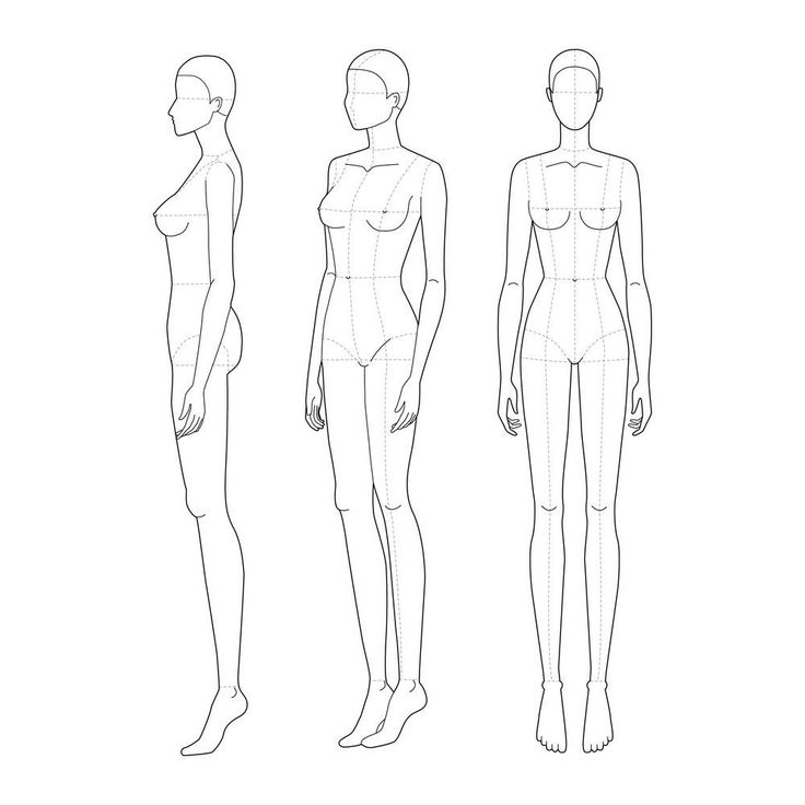 the front and back view of a female mannequins body with different angles