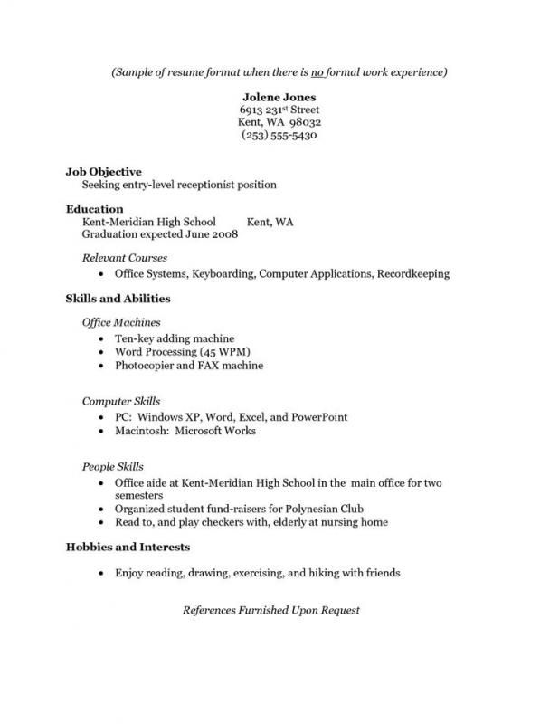 the basic resume format for students with no work experience is shown in this file,