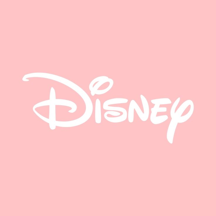 the word disney written in white on a pink background