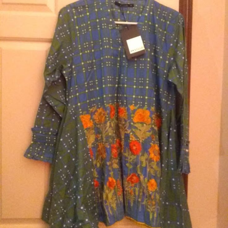 Nwt Khaadi Blue/Green Sunflower Shirt Embroidered Perfect Condition, Never Been Worn 40% Polyester, 35% Viscose, 25% Cotton Blue Tunic Sets For Spring, Spring Festive Tunic With Printed Motifs, Casual Floral Embroidered Sets For Festive Occasions, Casual Sets With Floral Embroidery For Festive Occasions, Festive Blue Floral Print Blouse, Festive Long Sleeve Cotton Shirt, Blue Cotton Shirt With Floral Embroidery, Festive Long Sleeve Shirt For Spring, Blue Cotton Sets With Floral Embroidery