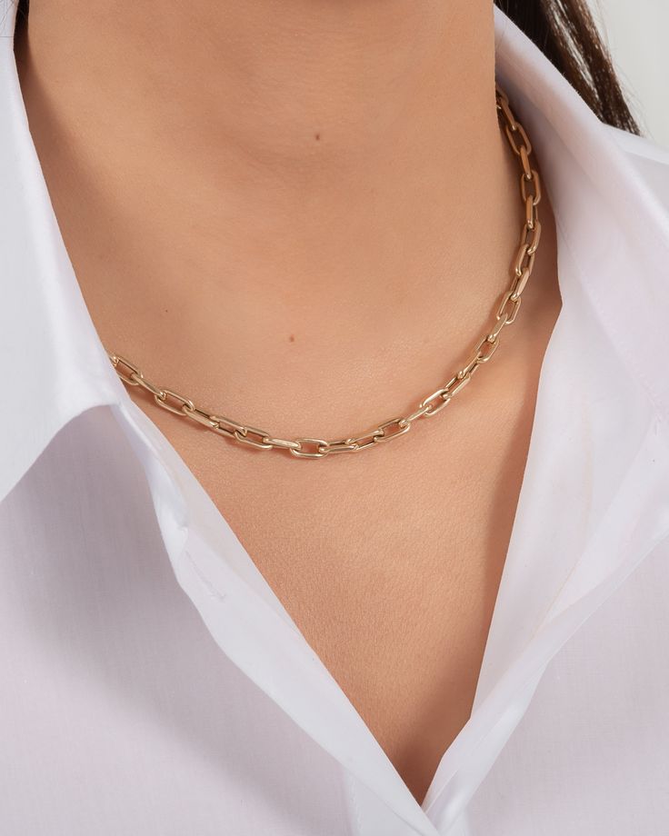 14k gold large/thick box cable link chain necklace available in yellow, white or rose gold & your choice of length. A modern, edgy, and timeless necklace chain. Links: Approx. 10mm(H) by 5mm(W) Weight: 16'' length is approx. 11 grams Ships in 10-15 business days Rush orders ships in 7-12 business days Comes gift ready in a custom Zoe Lev jewelry box Timeless Necklace, Link Chain Necklace, Chain Links, Chain Link Necklace, Necklace Sizes, Necklace Chain, Link Chain, Chains Necklace, Or Rose