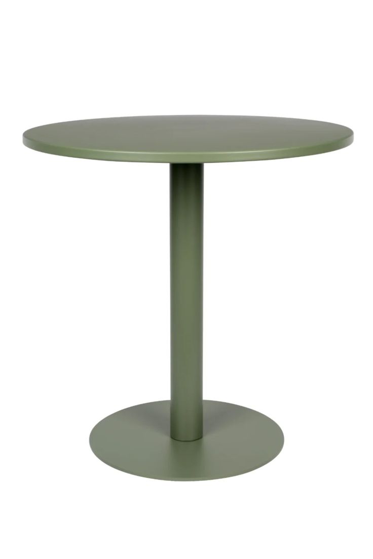 a round table with a green base on an isolated white background for use as a backdrop