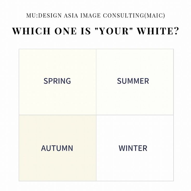 four squares with the words which one is your white?, spring, autumn, and winter