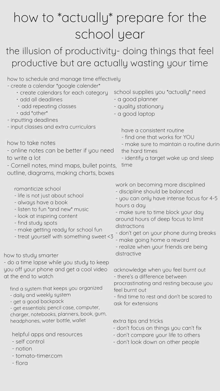 a poster with the words how to actually prepare for the school year