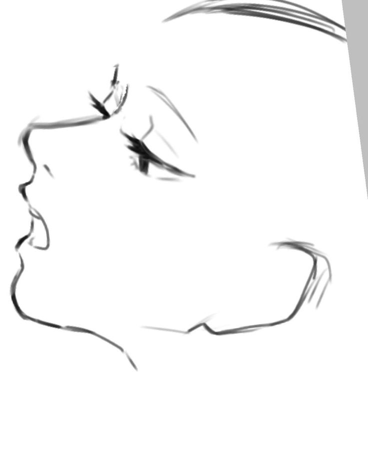 a black and white drawing of a woman's face