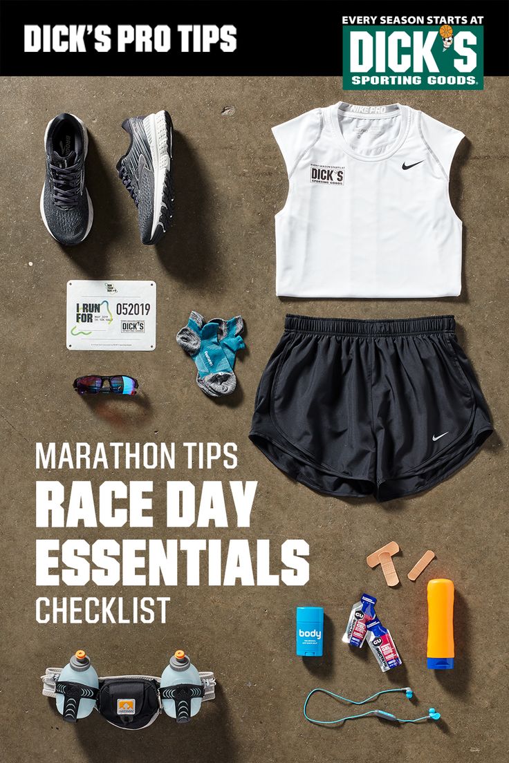 the marathon tips race day essentials checklist includes shoes, water bottles and other items