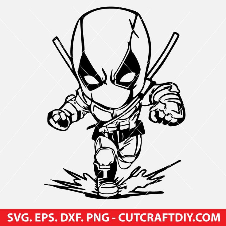 deadpool running with baseball bats in his hand and the text svg eps dxf