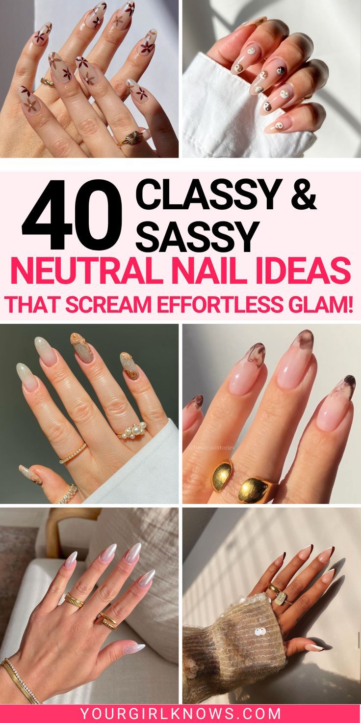 Indulge in the timeless charm of classy neutral nails! Whether you're a fan of short, understated elegance or you're looking to add a splash of fun to your nail game, our collection of neutral nail designs has something for everyone. From trendy nude tones to playful patterns that add a subtle twist to your look, discover the versatility and beauty of nude nail designs. Perfect for any occasion, these chic and stylish options promise to keep your nails looking effortlessly elegant. Elegant Nude Nails Classy, Neutral Gel Manicure, Classy Neutral Nails, Neutral Nail Ideas, Nude Nails With Glitter, Neutral Nail Designs, Neutral Nail, Graduation Nails, Classy Nail Designs