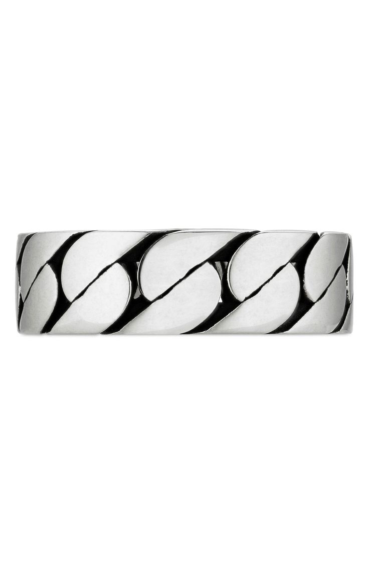 A retro chain pattern details the thick sterling silver band of this everyday ring set with Gucci's iconic interlocking-G motif. Style Name:Gucci Interlocking-G Sterling Silver Ring. Style Number: 6245738. Interlocking Ring, Everyday Ring, Chain Pattern, Ladies And Gentlemen, Everyday Rings, Ring Style, Unisex Jewelry, Lady And Gentlemen, Sterling Silver Bands