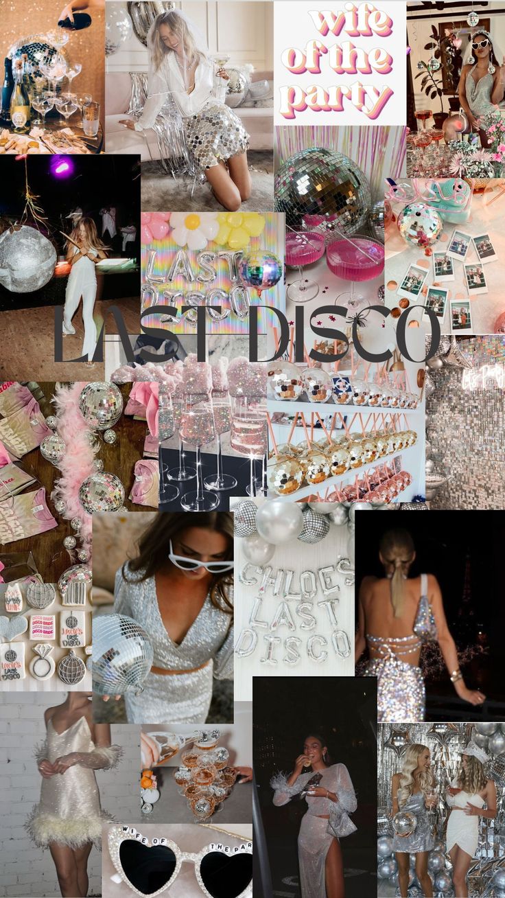 the collage shows many different types of clothing and accessories, including dresses, shoes, sunglasses