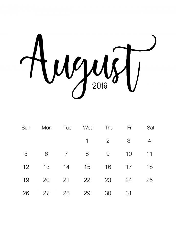 an august calendar with the word august in black ink on a white background and handwritten lettering