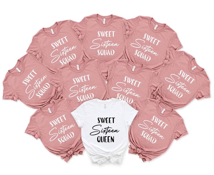 a bunch of shirts that say the bride and have matching names on them in different colors