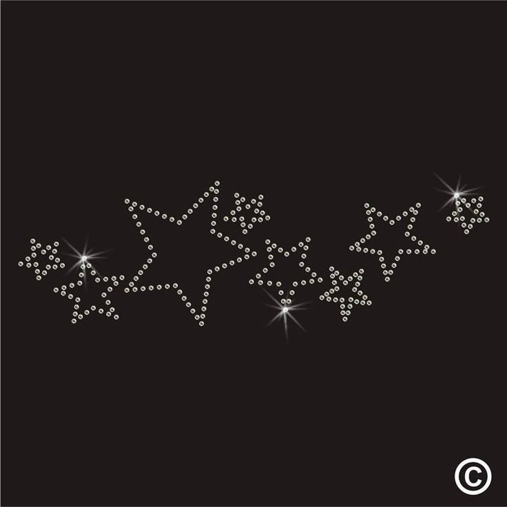 three stars are arranged in the shape of an arrow on a black background with white sparkles