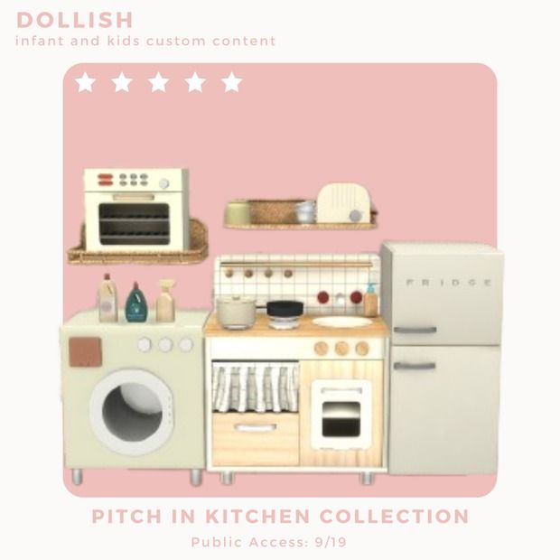 the dollhouse kitchen is clean and ready for us to use