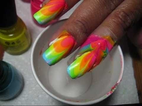 Marble Nail Art Tutorial, Diy Nail Art Tutorial, Water Marble Nail Art, Water Marble Nails, Tie Dye Nails, Marble Nail, Water Marble, Marble Nail Art, Colorful Nail