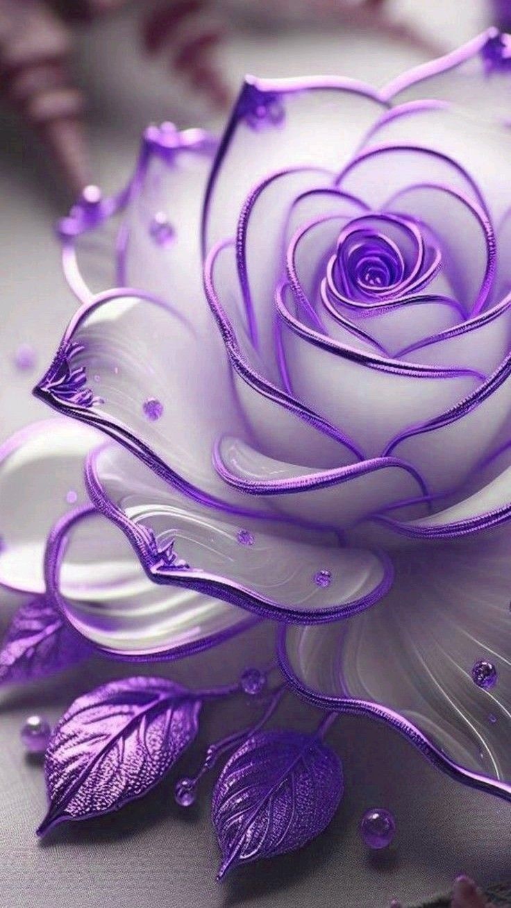 a purple rose sitting on top of a table