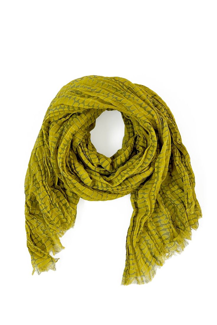 A soft lightweight See Design cotton scarf on a white background. Lightweight Cotton Casual Scarves, Lightweight Cotton Casual Scarf, Casual Lightweight Cotton Scarves, Spring Green Cotton Scarves, Green Cotton Scarves For Spring, Trendy Cotton Scarves For Summer, Trendy Cotton Scarf For Summer, Trendy Cotton Summer Scarves, Trendy Summer Cotton Scarves