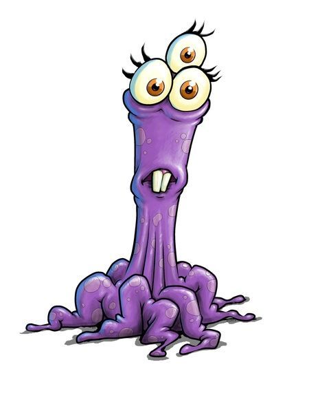 an image of a purple monster with googly eyes