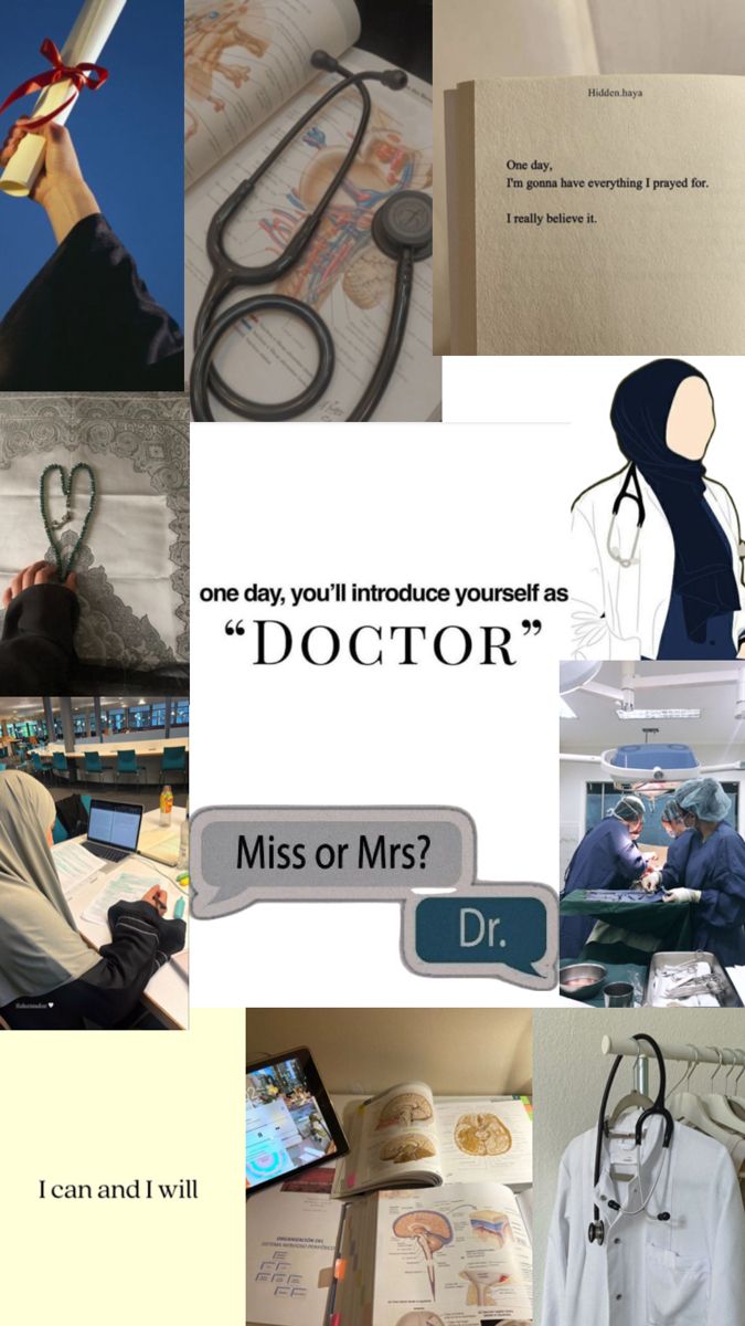 a collage of photos with doctors and other things in it that include scissors, books