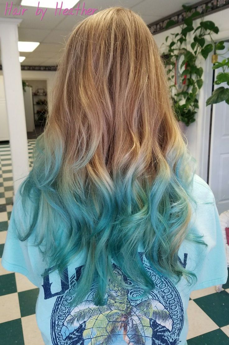 Blue Tips Hair, Teal Ombre Hair, Teal Mermaid, Dyed Tips, Hair Dye Tips, Mermaid Hair Color, Dyed Hair Pastel, Blue Ombre Hair, Ombre Blond