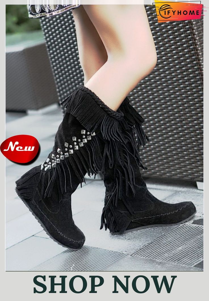 Studded Tassel Western Moccasin Boots Buy Boots, Moccasin Boots, Rubber Boots, Boot Shoes Women, Yellow Black, Types Of Shoes, Moccasins, On Shoes, Slip On Shoes