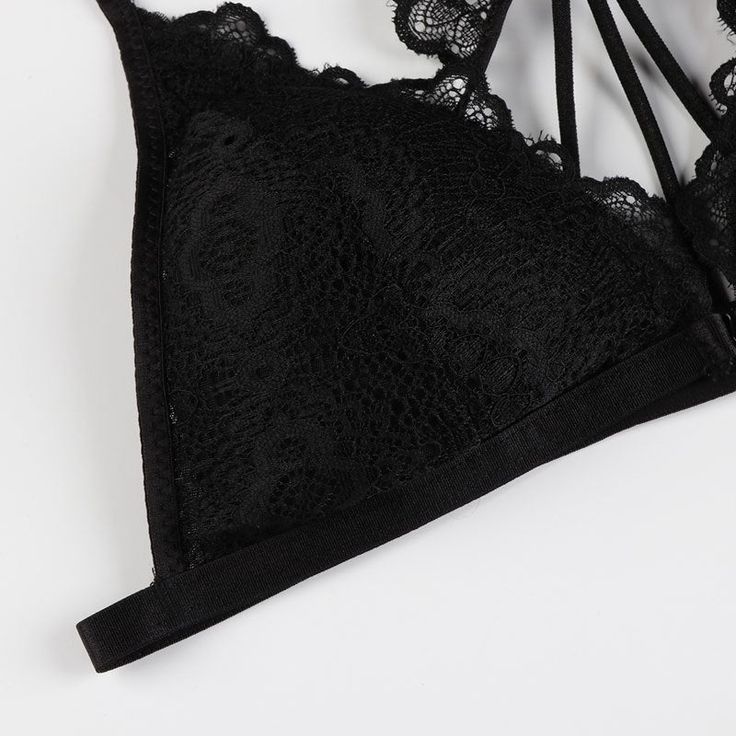 Material: Spandex, Nylon • Style: Padded, Sexy • Decoration: Lace • Cup Shape: Three Quarters(3/4 Cup) • Type: Adjusted-Straps, Back Closure, Wire Free, Geometric, Bras Black Lace Bra, Lace Bra, Three Quarter, Spandex, Bra, Lace, Black