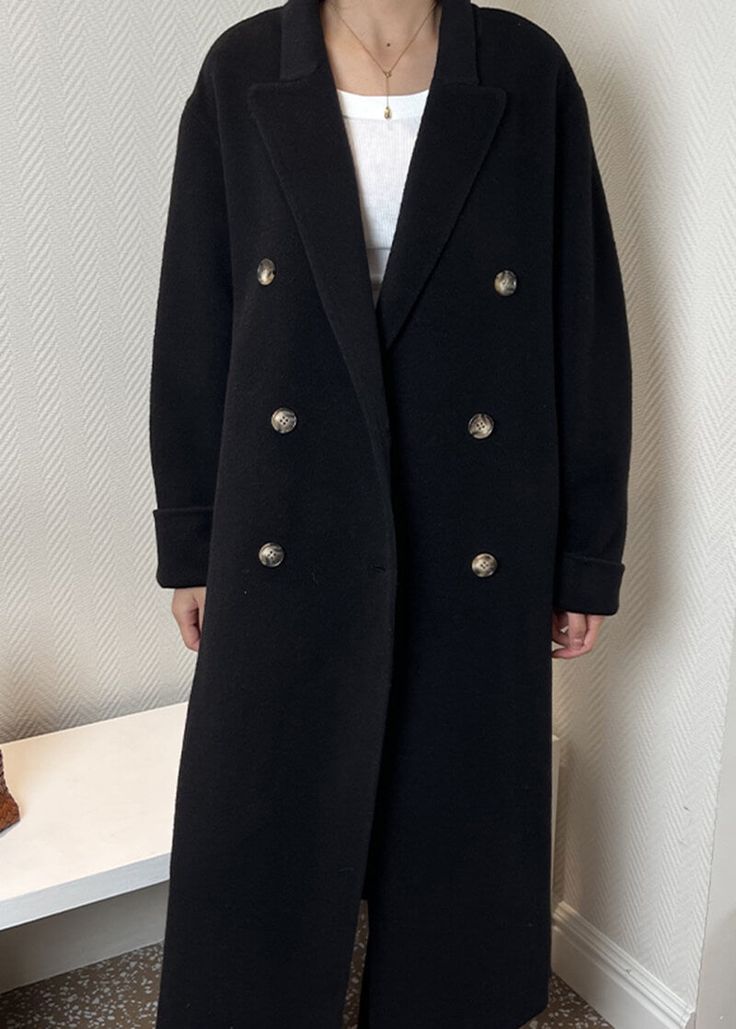 With double-breasted button styling, this double-face wool coat makes a sophisticated outerwear choice. Front button closure Notched lapels 85% wool + 15% rabbit fur No lining Dry Clean Item #6632 Women's winter long wool coat SIZE INFO XS=US2=UK6=EU32 S=US4-6=UK8-10=EU34-36 M=US8-10=UK12-14=EU38-40 ★★Please advise your Height and Weight, and I will make sure you choose the right size. Formal Double-breasted Fall Pea Coat, Formal Double-breasted Pea Coat For Fall, Double-breasted Fall Outerwear, Double-breasted Wool Coat With Button Cuffs For Work, Double-breasted Wool Coat With Double Button Closure For Work, Workwear Double-breasted Wool Coat With Double Button, Elegant Winter Pea Coat With Button-up, Fall Double-breasted Pea Coat With Hidden Buttons, Elegant Button-up Pea Coat For Winter