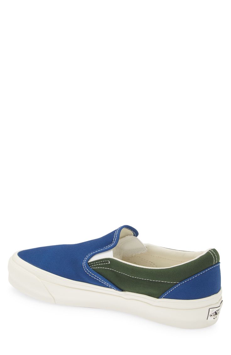 With a colorblock canvas upper and chunky bumper sole, this reissue of an iconic skate sneaker is a must-have for your casual rotation. Slip-on style with elastic gore insets Removable insole Textile upper and lining/rubber sole Imported Slip On Sneaker, Color Blocking, Blue Green, Slip On, Nordstrom, Sneakers, Blue