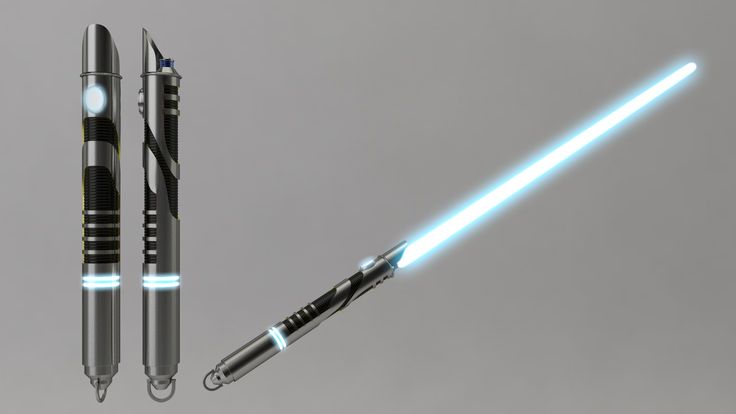 two lightsaben pens are shown next to each other on a gray background, with one light saber in the foreground