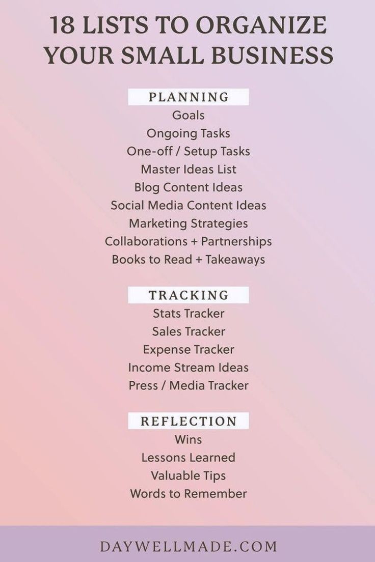 Ready to get organized in your small business this year? I've curated a collection of 18 lists you MUST start using to keep your business organized and have your most profitable year yet! Check out details on these and more small business advice over at daywellmade.com! Small Business Daily To Do List, Small Business Goals Ideas, Small Business Journal Ideas, Small Business Stock Organization, Tarot Business Plan, Small Business Essentials List, Small Business Necessities, Organizing Business Ideas, How To Start Small Business Tips