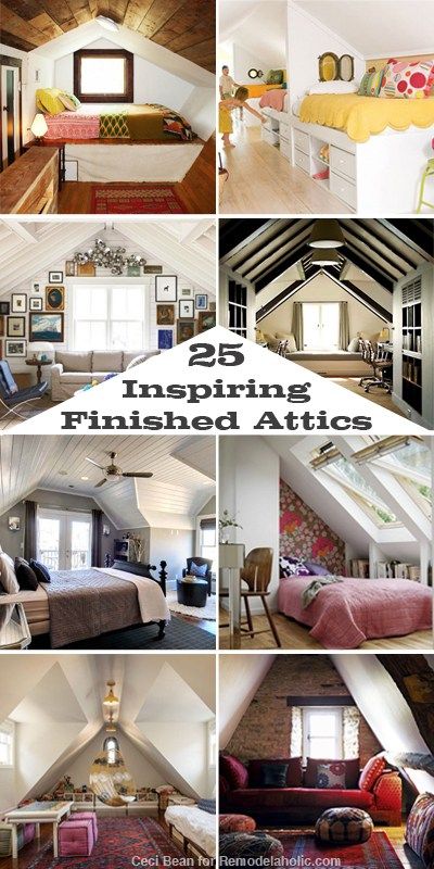 there are many pictures of different rooms in this house with the words, 25 fascinating finished attics