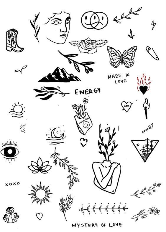 an assortment of tattoos on a white background