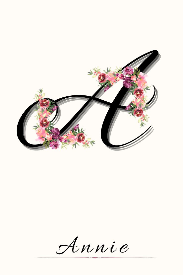 the letter a with flowers on it