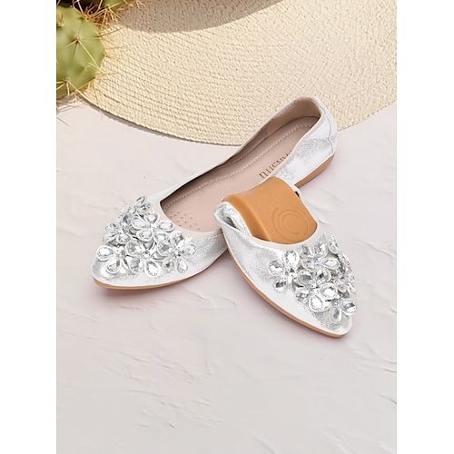 Category:Flats; Upper Materials:Faux Leather; Embellishment:Crystal; Heel Type:Flat Heel; Gender:Women's; Style:Vacation,Bohemia,Cute,Elegant; Outsole Materials:TPR; Occasion:Vacation,Wedding,Daily,Beach; Closure Type:Loafer; Pattern:Floral; Listing Date:07/25/2024; 2024 Trends:Ladies Shoes Valentines Gifts; Heel Height(inch):0.59 Shoes With Hearts, Shoes For Travel, Wedding Shoes Pumps, Foldable Flats, Cheap Womens Shoes, Vacation Wedding, Copper Wedding, Flats Online, Crystal Shoes