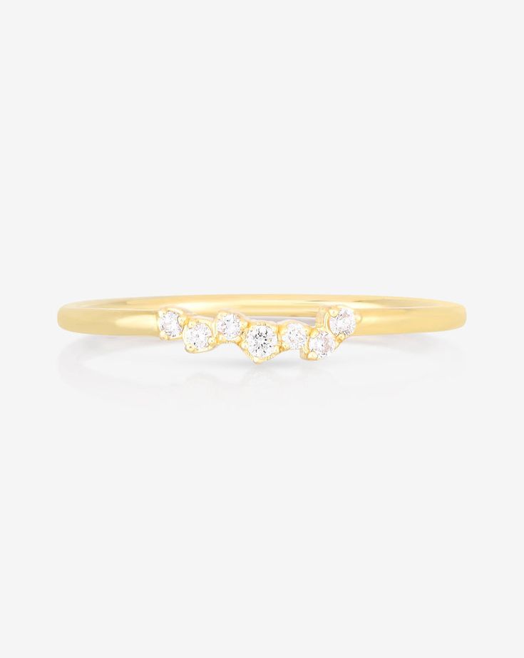 Scattered Diamond Stackable Ring – Ring Concierge Diamond Ring Gold, Ring Concierge, Necklace Length Guide, Bracelet Size Chart, Round Diamond Setting, Custom Engagement Rings, Engagement Ring Diamond, Gold Rings Stackable, Diamond Stacking Rings