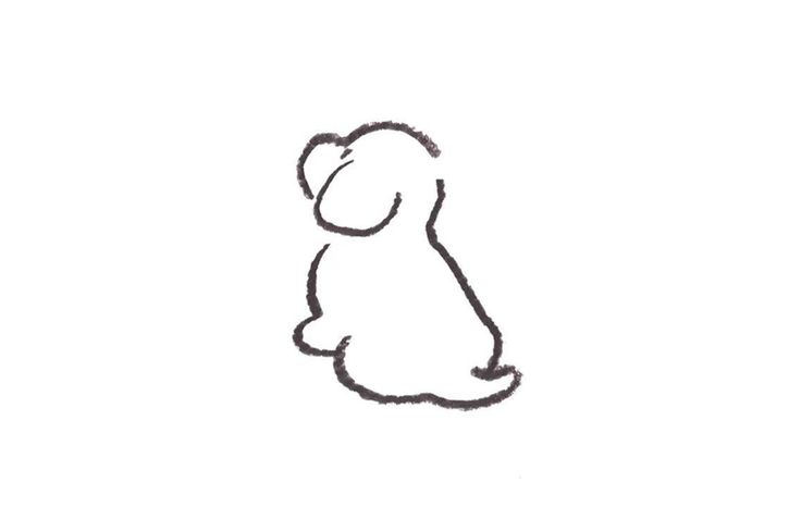 a drawing of a teddy bear sitting on the ground with its head turned to the side