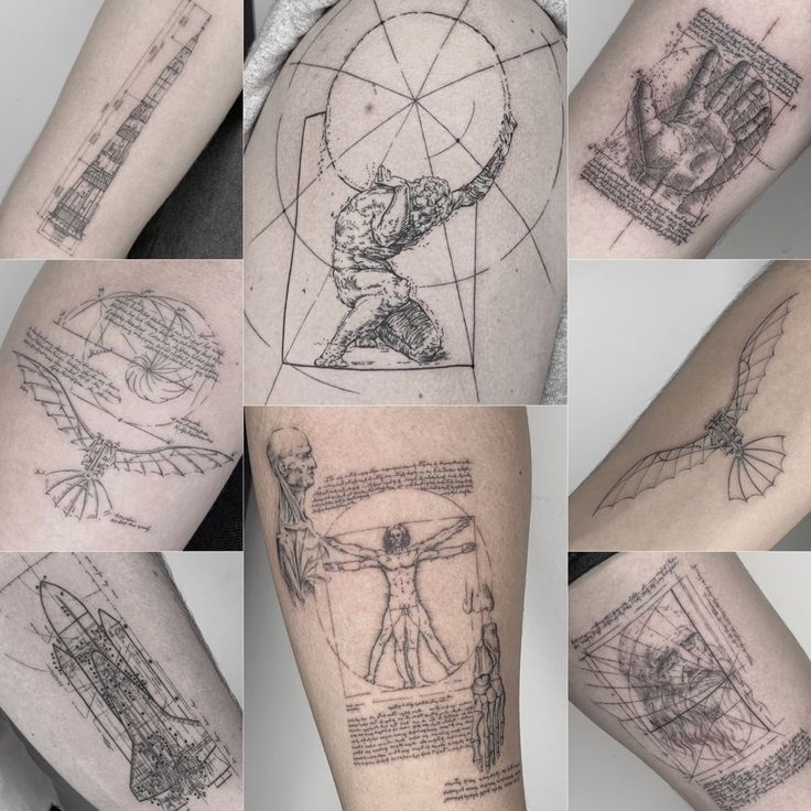 many different images of tattoos on the arm