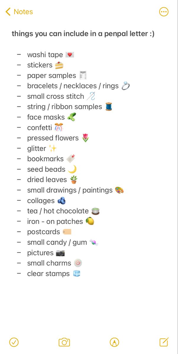 an iphone screen with the text'things you can include in a pencil letter '