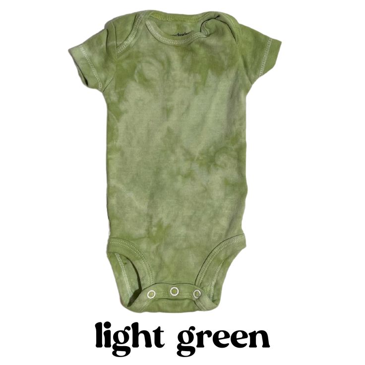 This is a listing for a SHORT SLEEVE baby bodysuit hand-dyed PLEASE NOTE that because each piece is unique and hand-dyed, there will be some variations in color placement/quantity from the product picture but will overall look is the same. Items also come pre-washed. Gerber Onesies 100% cotton Preshrunk, soft-washed check the size guide to determine the correct bodysuit size CARE INSTRUCTIONS: machine wash safe (cold with like colors) inside out *they come pre-washed* hang dry or tumble dry low Green Fitted Casual Onesie, Casual Green Cotton Onesie, Green Cotton Bodysuit For Spring, Fitted Basic Summer Onesie, Basic Fitted Summer Onesie, Summer Basic Fitted Onesie, Green Fitted Short Sleeve Bodysuit Casual, Casual Brown Cotton Bodysuit, Casual Green Onesie For Summer