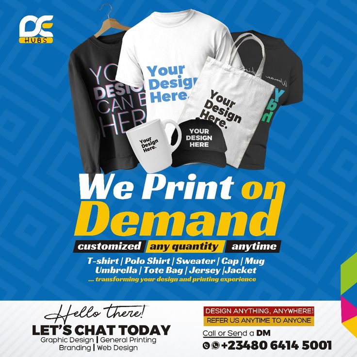 an advertisement for a t - shirt shop with the words, we print on demand