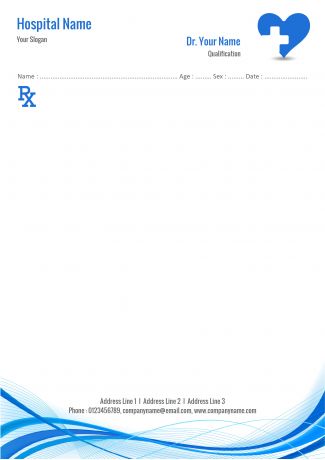 a blue and white hospital letterhead