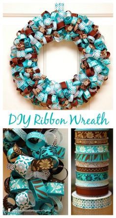 a wreath made out of ribbon and ribbons with the words diy ribbon wreath on it