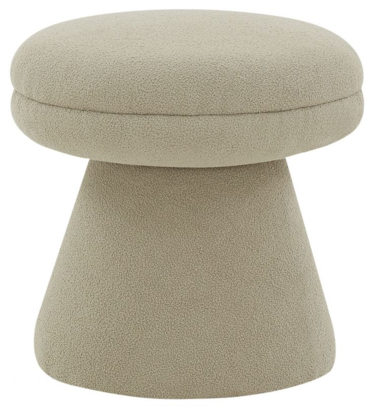 a beige stool with a round foot rest