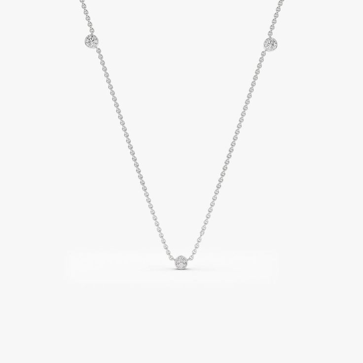 14k Bezel Setting Diamond by the Yard Necklace – FERKOS FJ Golf Necklace, Diamond By The Yard, State Necklace, Stunning Style, Diamond Necklaces, Stunning Necklace, Diamond Color, Diamond Sizes, Dainty Necklace