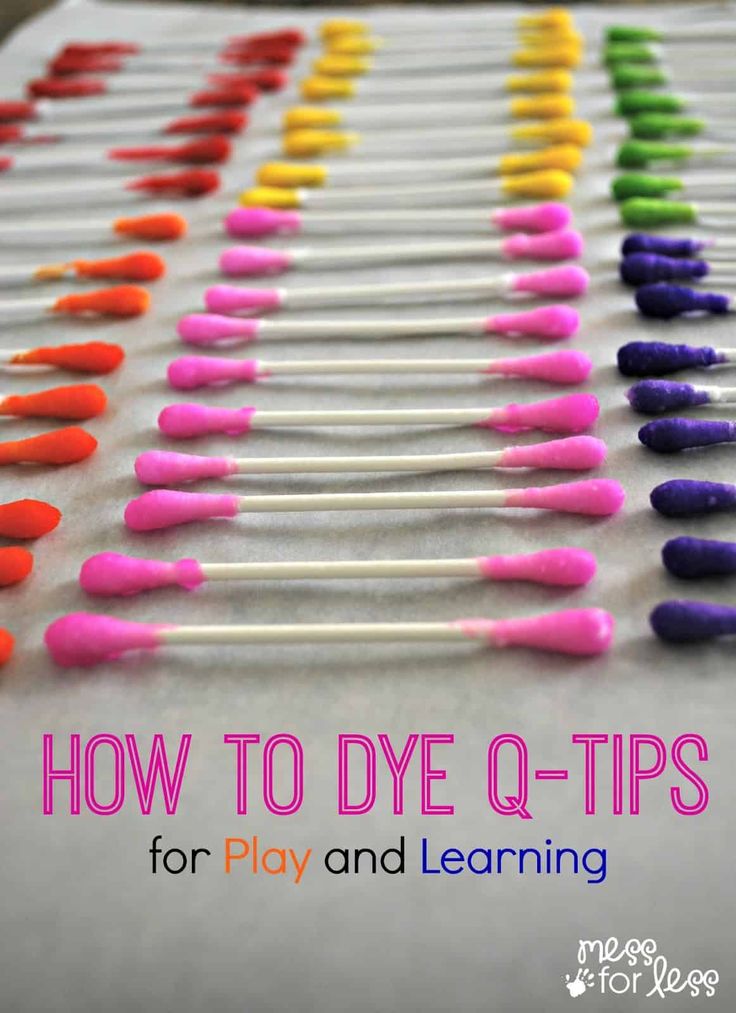 the cover of how to dye q - tips for play and learning with colored toothpicks