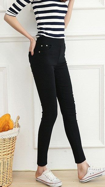 Gender: Women Item Type: Leggings Waist Type: High Material: Nylon,Spandex,Viscose Model Number: SR001 Thickness: Standard Length: Ankle-Length Pattern Type: Solid Fabric Type: Broadcloth Style: Casual color: black and navy blue and white size: M and L and XL and 2XL and 3XL and 4XL and 5XL and 6XL popular element: Button Stretch Mid-rise Pants For Winter, Stretch High-waisted Winter Pants, Winter Stretch Elastane Bottoms, Winter High Rise Tight Bottoms, High Waist High Stretch Bottoms For Winter, High Waist Winter Leggings, High-waist Tight Leggings For Winter, Winter High-waisted Stretch Leggings, Winter Fitted Jeggings