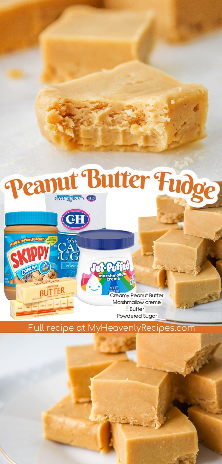 peanut butter fudge is stacked on top of each other