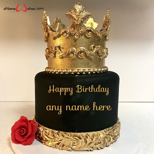 Happy Birthday Cake Write Name Here Happy Birthday Cake For Men, Birthday Cake For Son, Best Wishes Birthday, Black And Gold Birthday Cake, Happy Birthday Cake Writing, Name On Cake, 75 Birthday Cake, Write Name On Cake, Birthday Cake Write Name